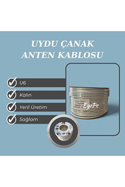 NcpLine Rg6-u6 Full Hd 4k Yerli Kablo 100mt 100 Metre Çanak Anten Uydu Cihazı...