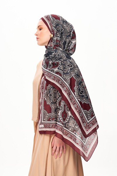 MOISCARF PAİSLEY SHADOW Σάλι με εθνοτικό σχέδιο Superior Soft Claret Red