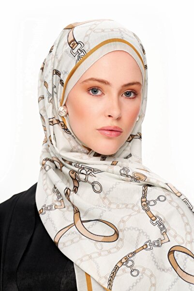 MOISCARF Cote D'Azur Superior Soft Chain Patterned Shawl Ecru