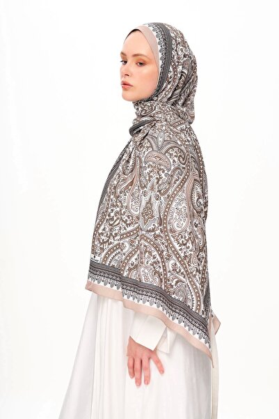 MOISCARF PAİSVERDE Σάλι με έθνικ σχέδιο με μοτίβο μηδενικού βάρους ανοιχτό καφέ