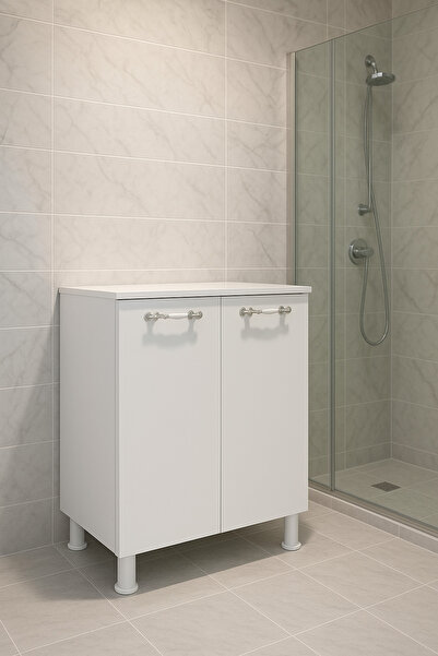 YURKUR MOBİLYA Beyaz lavabo altı dolap( 10cm ayaklı) çok amaçlı dolap
