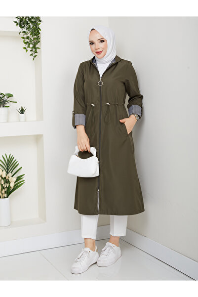 RACE FASHİON Çizgili Bondit Kumaş Su Geçirmez Trençkot 120 cm Rc5010