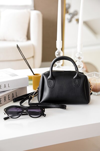 LİZZY BAG Siyah Suni Deri Tek Bölmeli Fermuarlı Ayarlanabilir Askılı El, Kol ...