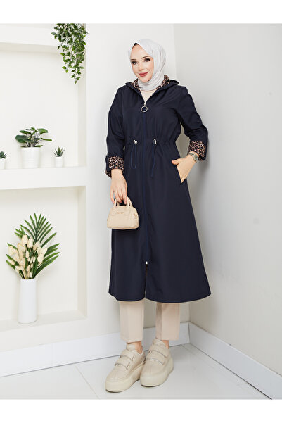 RACE FASHİON Αδιάβροχη καμπαρντίνα με λεοπάρ σχέδιο Bondit με ελαστική μέση και κουκούλα RC1205010