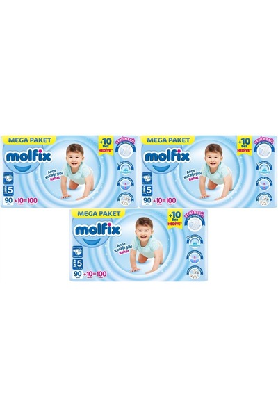 Molfix Bebek Bezi Beden:5 (11-18KG) Junior 300 Adet Mega Aylık Fırsat Pk