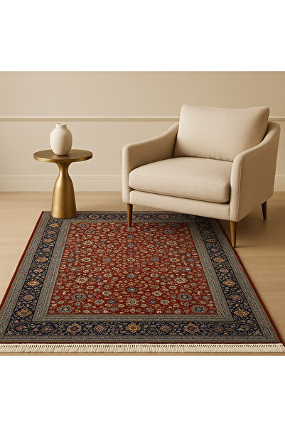 Prizma Vintage Halı 80x150cm Kaymaz Lateks Tabanlı Pamuklu Makine Halısı Örgü...