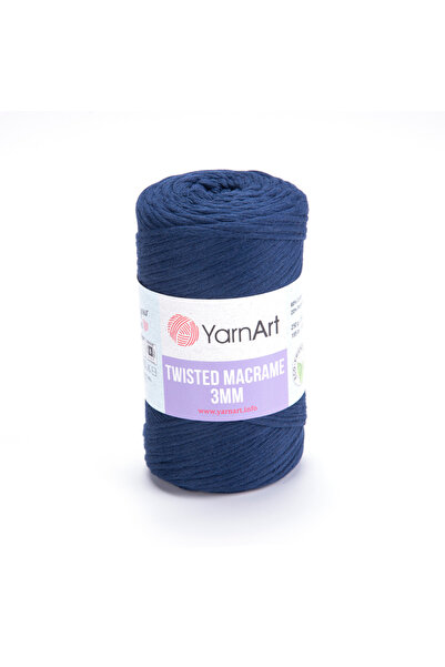 Yarnart مكرامية ملتوية 3 مم - خيط مكرامية للحياكة اليدوية أزرق داكن-784