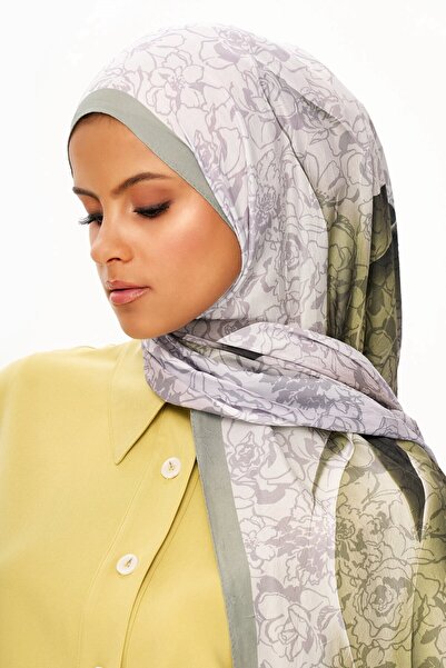 MOISCARF Echo D'Orient Zero Weight Patterned Shawl Dark Green