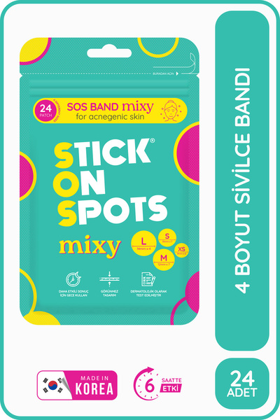 Stick On Spots S.o.s Mixy | 24’lü Yüz Için Sivilce/akne Bandı–4 Boy Pimple Patch-hidrokolloid Bant