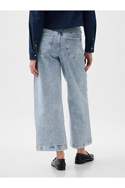GAP Kadın Açık Mavi High Rise Stride Wide-Leg Ankle Jean Pantolon