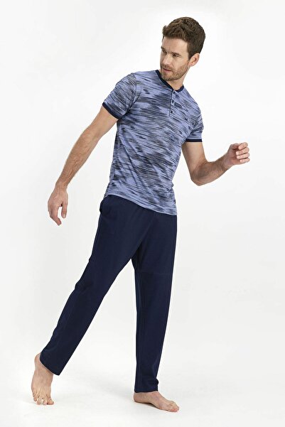 Arnetta 1362 Transitive Blue Men's Short Sleeve Pajama Set
