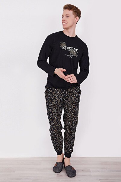 Arnetta 2302 Burst Of Energy Siyah Erkek Uzun Kol Pijama Takım