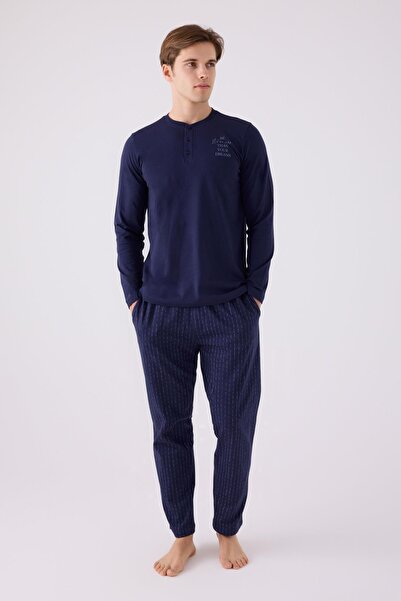 Arnetta 3130 Чоловічий піжамний комплект з довгими рукавами та ґудзиками