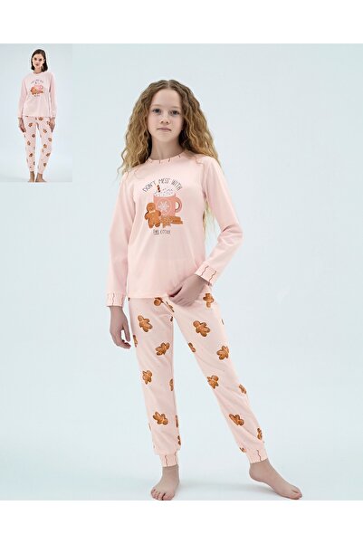 Sevim 16936 Pink Cookie Man Gingerman Button-Down Shirt Nightgown'Mother Daughter Matching Can Be Done'