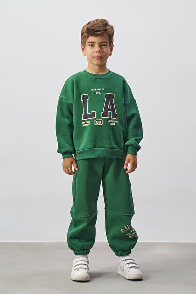 Minipodyum Печатен комплект спортни панталони и тениска за момчета