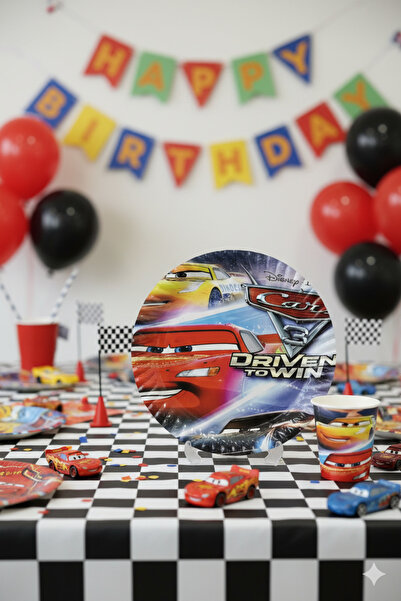 Deniz Party Store Cars Şimşek Mcqueen Karton Tabak Bardak 8 Kişilik