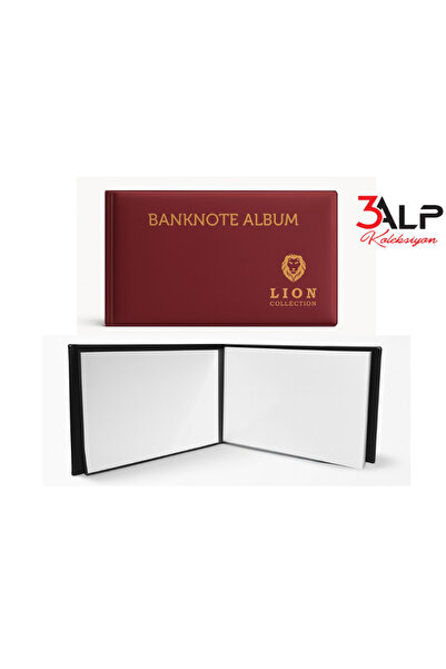 3Alp Koleksiyon Mini Kağıt Para Cep Albümü, 20 Sayfa 40 Para Kapasiteli-Bordo...