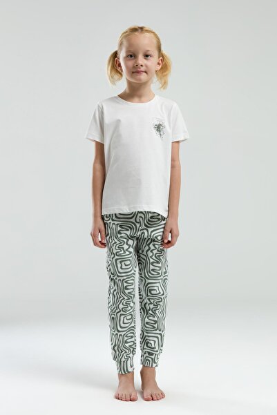 Arnetta 3303 Costum de pijama cu mâneci scurte pentru fetiță, cu model, cu pantaloni scurți