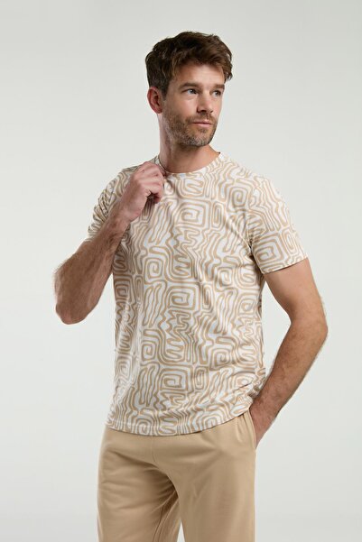 Arnetta 3302 Чоловічий велосипедний комір з візерунком, шорти з короткими рукавами, піжамний комплект