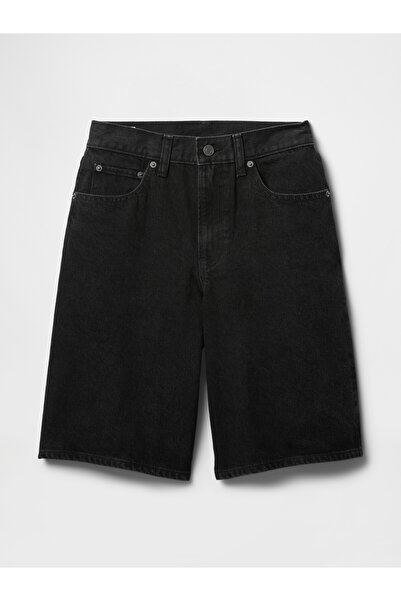 GAP Kadın Siyah 11.5" Mid Rise Longline Denim Şort