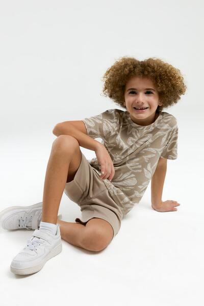 Arnetta 3300 Waiter Male Child Bicycle Collar Regular Short Sleeve Shorts Bermuda Pajamas Suit