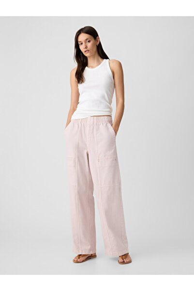 GAP Kadın Açık Pembe Pull-On Wide Leg Jean Pantolon