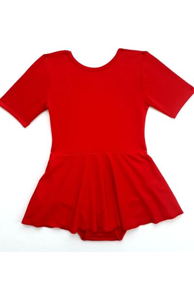 LULLY KİDS Lully Kıds Jimnastik Bale Antreman Kırmızı Kız Çocuk Mayosu Etekli...