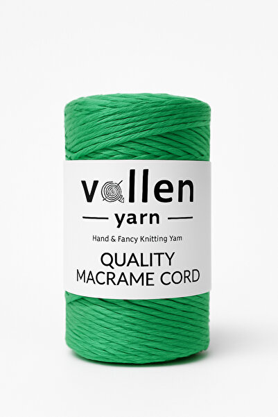vollen yarn خيط مكرامية متماسك، 3 مم، خيط متماسك مكرامي، مكرامي قطن متماسك، أخضر