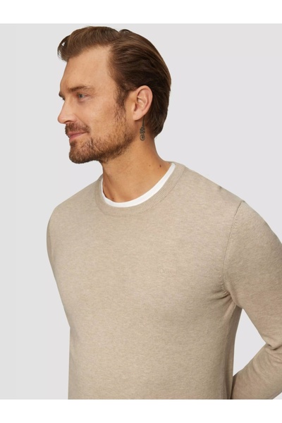 s.Oliver Men's crew neck sweater, Light brown
