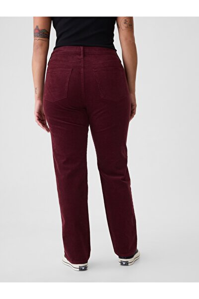 GAP Kadın Bordo High Rise Corduroy '90s Straight Pantolon