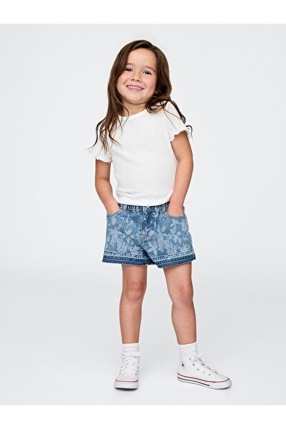 GAP Kız Bebek Mavi Baby & Toddler Denim Volanlı Stride Şortlar