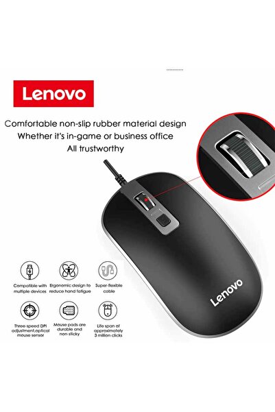LENOVO M104 USB Optik Ofis İş Faresi – Siyah