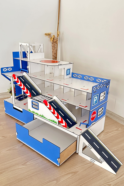 Onix Home Asansörlü Premium Büyük Oyuncak Araba Garajı, Çocuklar İçin Kendin Yap Park ve Garaj