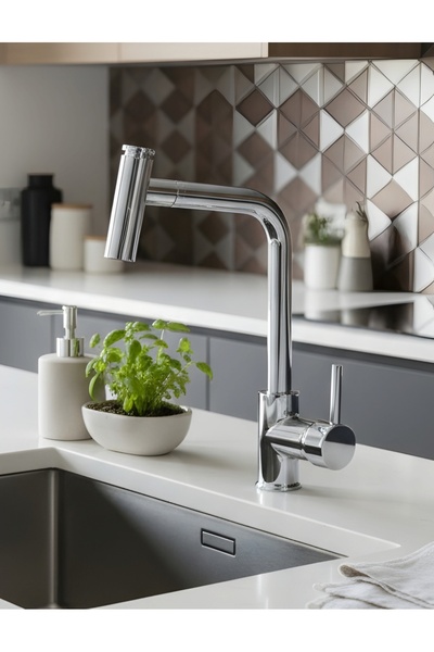 Genel Markalar Tuş Kontrollü Krom Spiralli Mutfak Musluğu – Yüksek Basınç, 36...