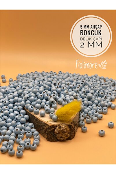 Fiolimore Mărgele din lemn de culoare albastră de 5 mm (25 grame 315 bucăți) ...