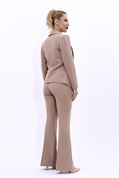 ÖNDER ÖZSOY Amerikan Yaka Klasik Ceket & İspanyol Paça Pantolon-Taş