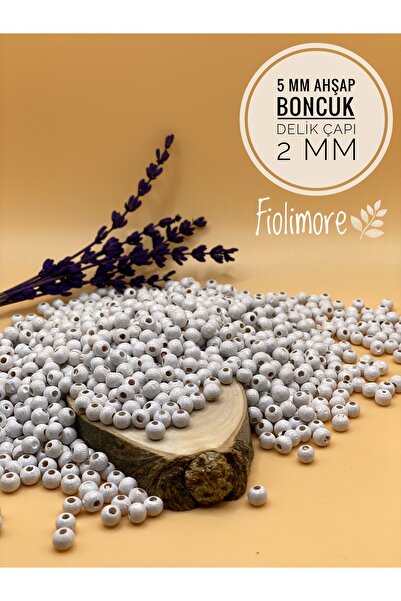 Fiolimore Mărgele din lemn alb de 5 mm (25 grame 315 bucăți) Diametru gaură 2...