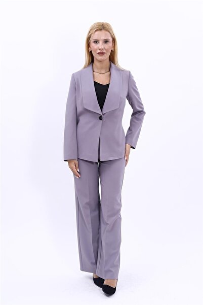 ÖNDER ÖZSOY Amerikan Yaka Klasik Ceket & Bol Paça Pantolon-Antrasit