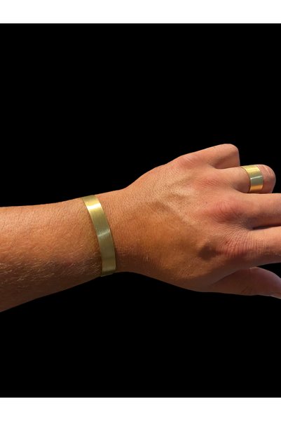 Atölye Asya Som Brass Bracelet & Ring |   Handmade – 0.8 mm Thickness, 10 mm Width |   Unisex Design