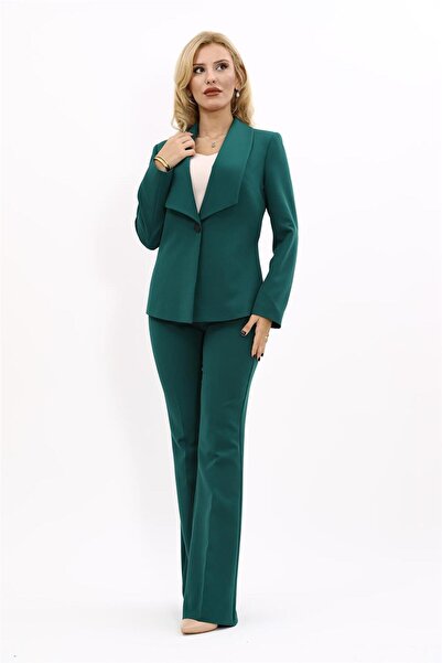 ÖNDER ÖZSOY American Collar Classic Jacket & Spanish Leg Trousers-Emerald