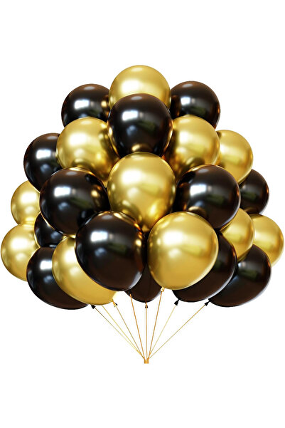Baloncu Dükkanı بالونات معدنية سوداء وذهبية لامعة لحفلات التخرج والخطوبة وأعياد الميلاد وحفلات الزينة