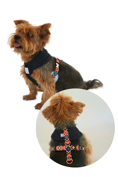 Oli and Lui Aztec Denim Köpek Göğüs Tasması