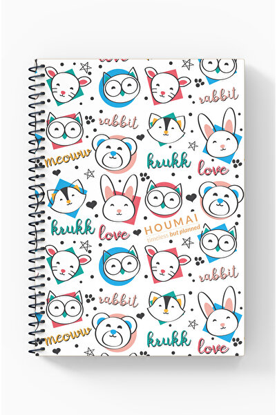 Yıldızistan A5 Unlined Spiral Bound Cardboard Cover 96 Pages Houmai Special Collection Quality Printing School Notebook