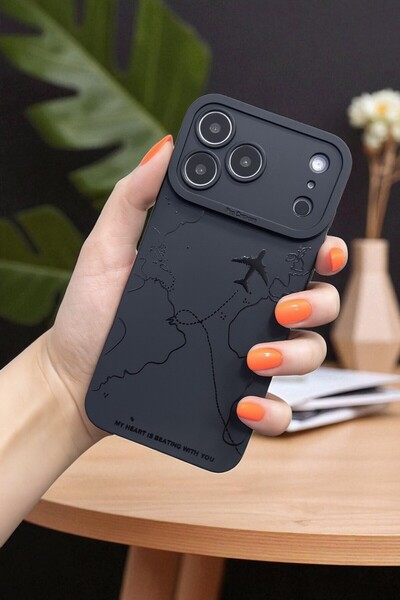 KVK PRİVACY Apple iPhone 17 Pro Max Compatible Map Patterned Soft Silicone Case Shockproof Cover