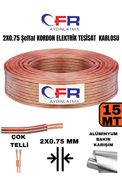 CFR LED AYDINLATMA 2X0.75 Şeffaf Kordon Çok teli Elektrik Tesisat Kablosu 5,1...