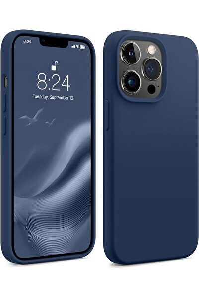 HyperAge Iphone 14 Pro Petrol Mavi Silikon Kılıf Içi Süet Silinebilir Kamera Çıkıntılı Kapak