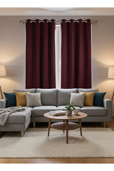 Tropikhome Jakar Bordo Fon Perde - 120x230cm