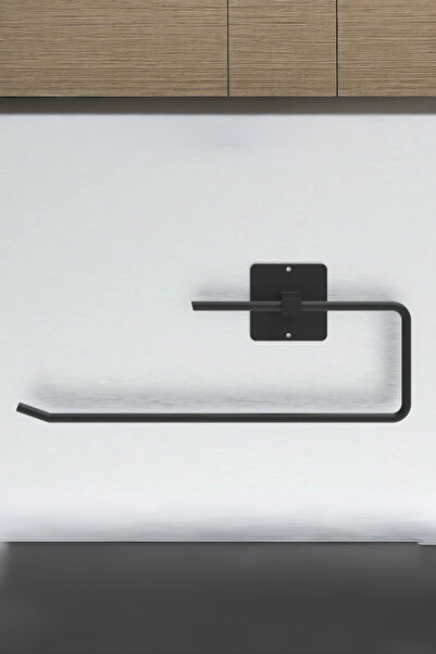 MayCap Μαύρη κρεμάστρα για πετσέτες και χαρτοπετσέτες σε σχήμα ρολού, αυτοκόλλητη, για μπάνιο και κουζίνα