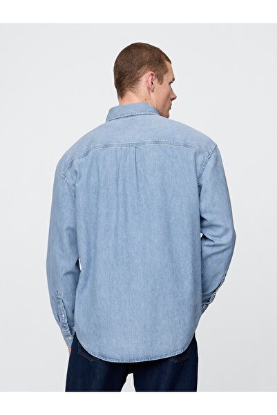 GAP Erkek Mavi Denim Big Gömlek