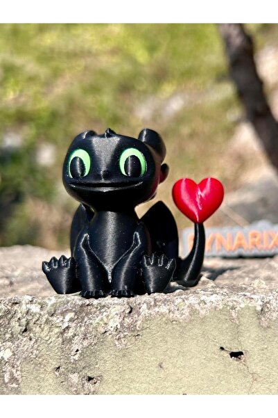pynarix Kalpli Siyah Dişsiz Ejderha Figür Karanlığın İçindeki Işık🐉🖤💖 3D Biblo Organik Model- Orta Boy